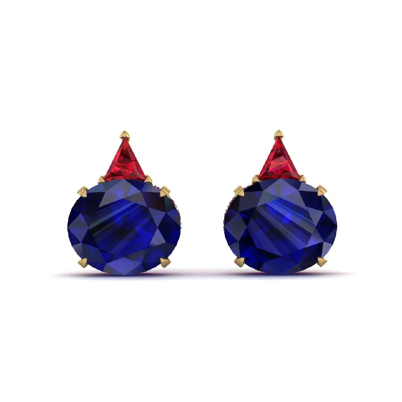 gold stud earrings for women-Hidden Halo Sapphire Earrings - Rosalie No. 58