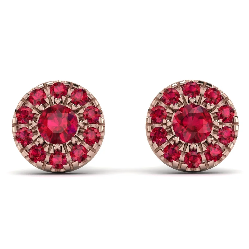 rainbow earrings for women-Halo Ruby Earrings - Heaven No. 56