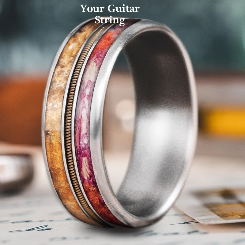 stackable gold rings for women-Custom Design - 3-Inlay Metal Center Ring C9miw1rncAKRw66l1jc5eAnV