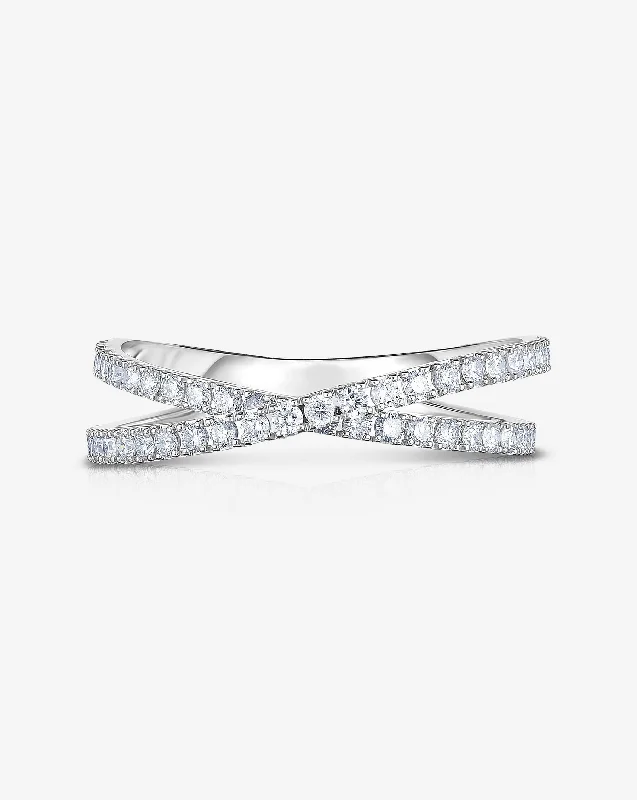 contemporary solitaire engagement rings for women-Criss-Cross Band