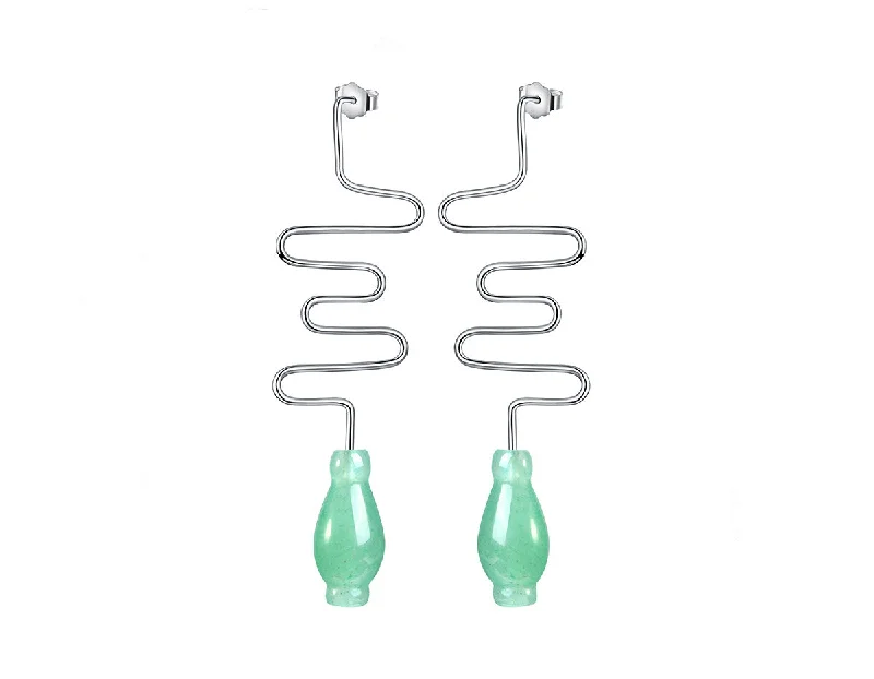 casual earrings for women-Aventurine Vase Earring