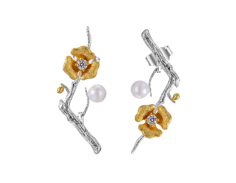 gemstone earrings for women-Plum Blossom Stud Earring