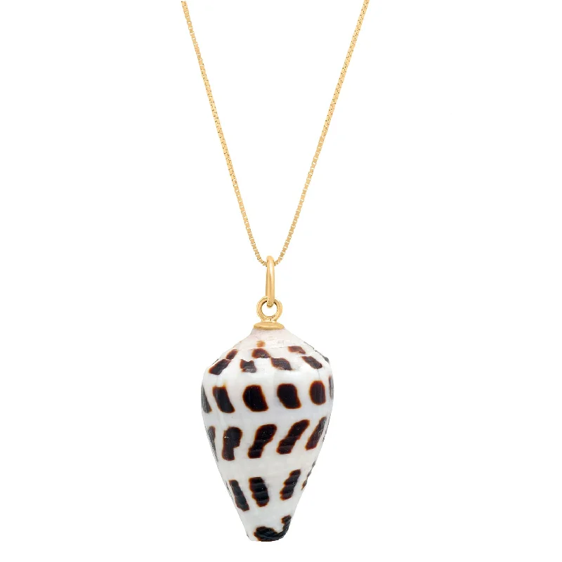 gold bar pendant necklaces for women-14k Conus shell charm