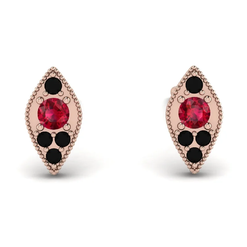 luxurious stud earrings for women-Milgrain Marquise Ruby Earrings - Faye No. 41