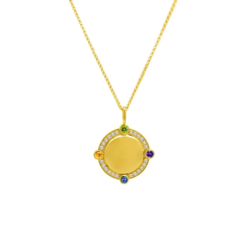 delicate gold necklaces for women-Birthstone Compass Pendant