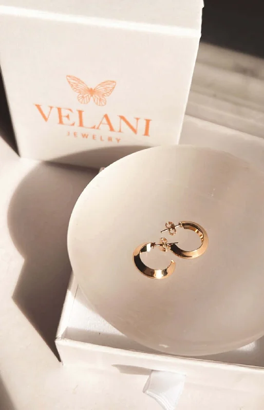 bridesmaid earrings for women-Velani Half Hoop