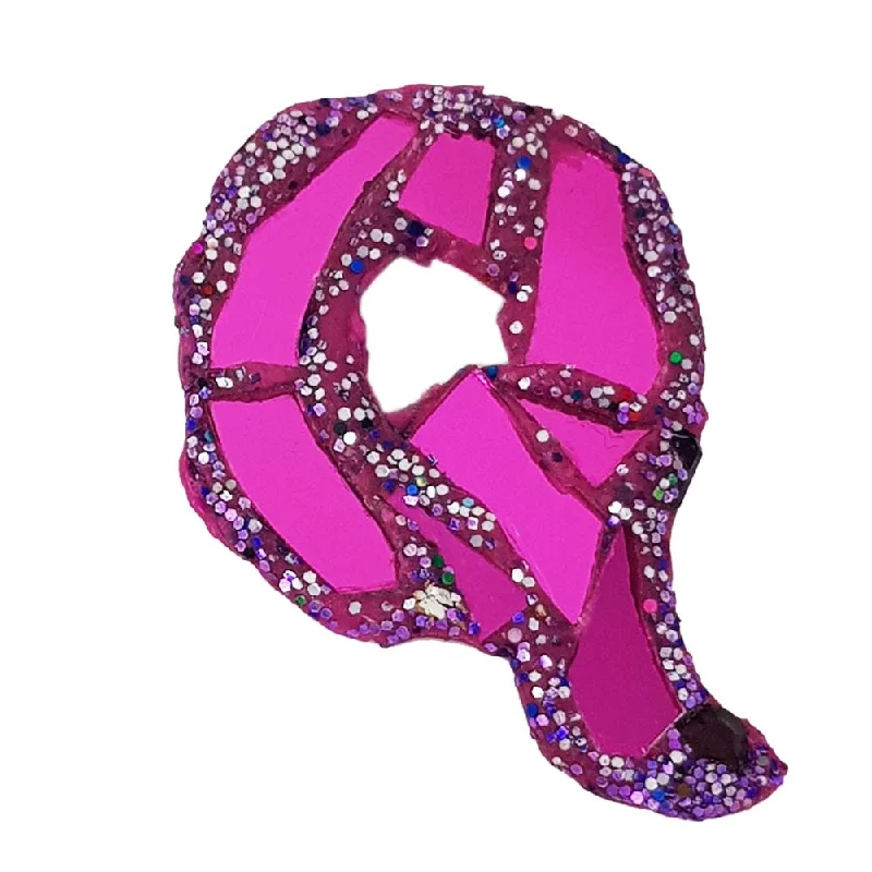 personalized brooches for women-LETTER Q -  PURPLE BROOCH