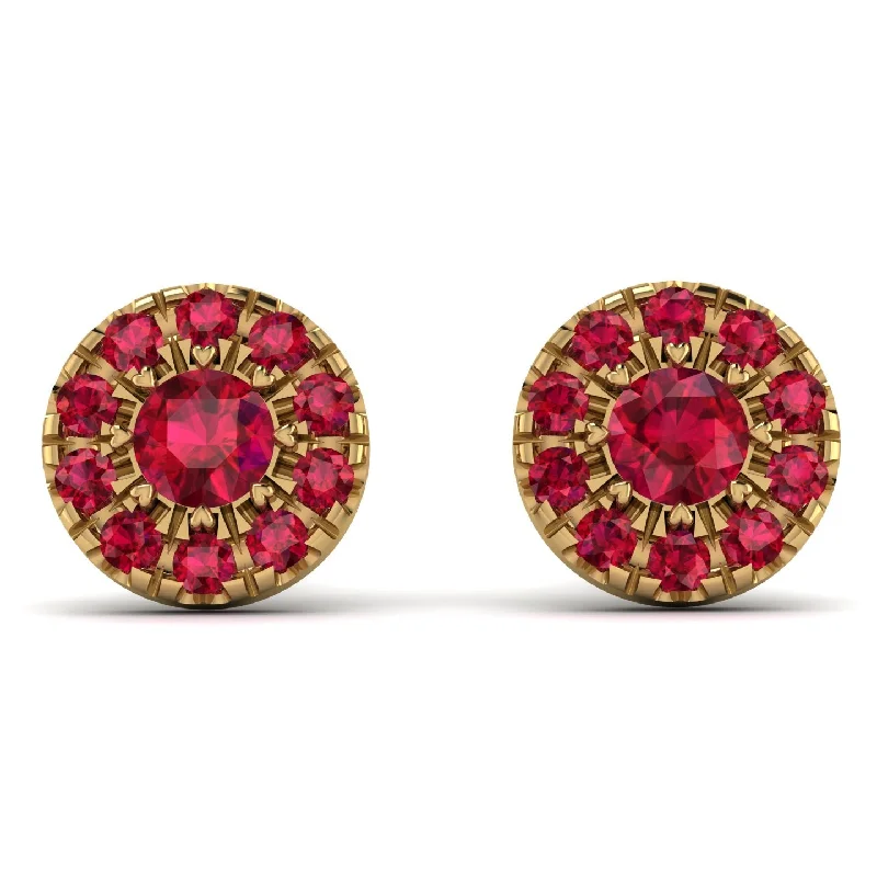 ear cuff earrings for women-Halo Ruby Earrings - Heaven No. 55