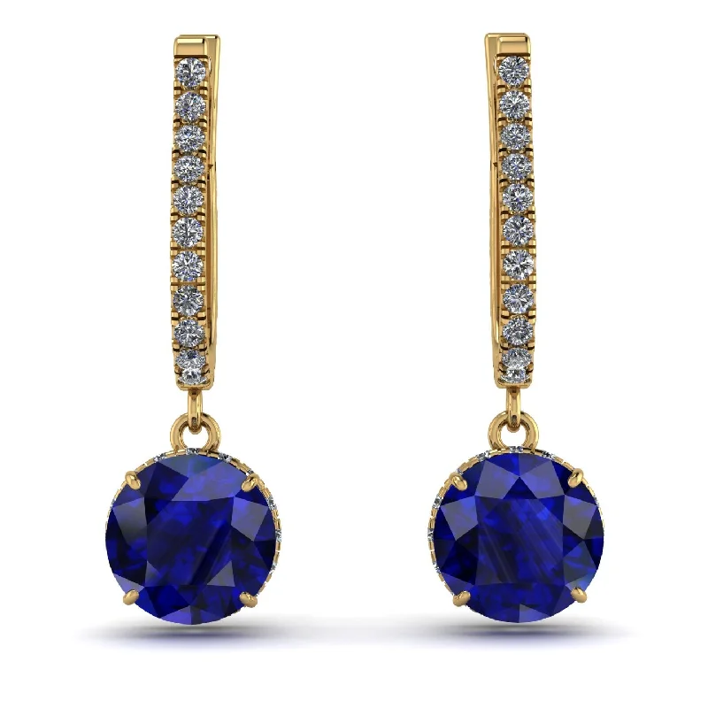 classic stud earrings for women-Sapphire Dangle Earrings With Hidden Halo - Adaline No. 13