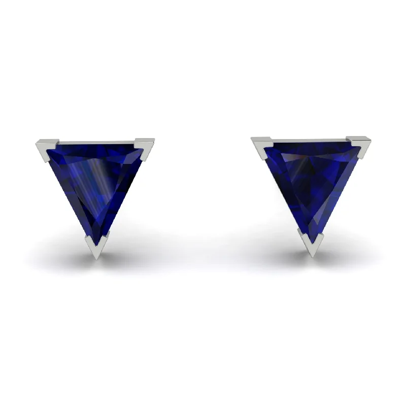 elegant drop earrings for women-Triangle Cut Sapphire Earrings  - Clementine No. 15