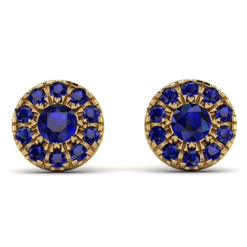 dangling earrings for women-Halo Sapphire Earrings - Heaven No. 73