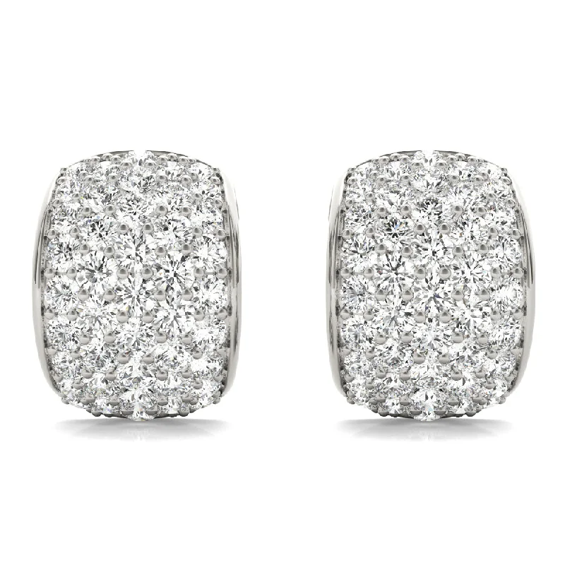 fun stud earrings for women-14K Pave Dome Diamond Earring