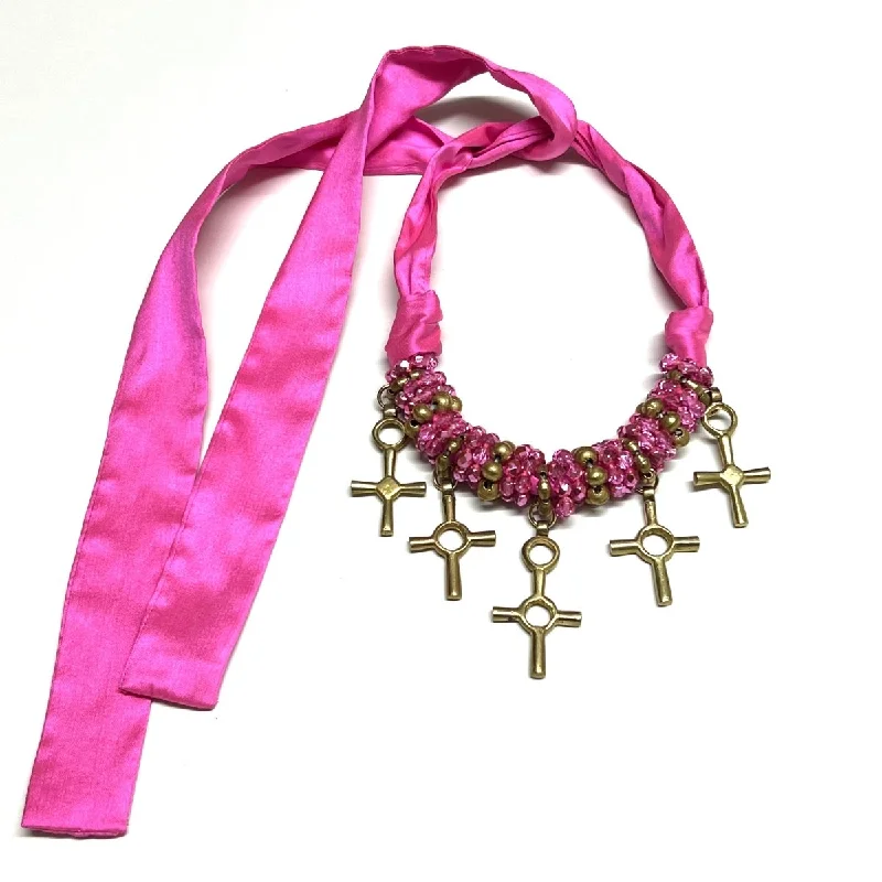 bohemian style necklaces for women-Bullets to Beauty . Sacred Matrix on Silk