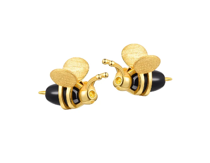 playful earrings for women-Dripping Honey & Bee Earring