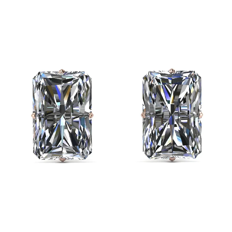 trendy drop earrings for women-Hidden Halo Emerald Cut Diamond Earrings  - Vanessa No. 17