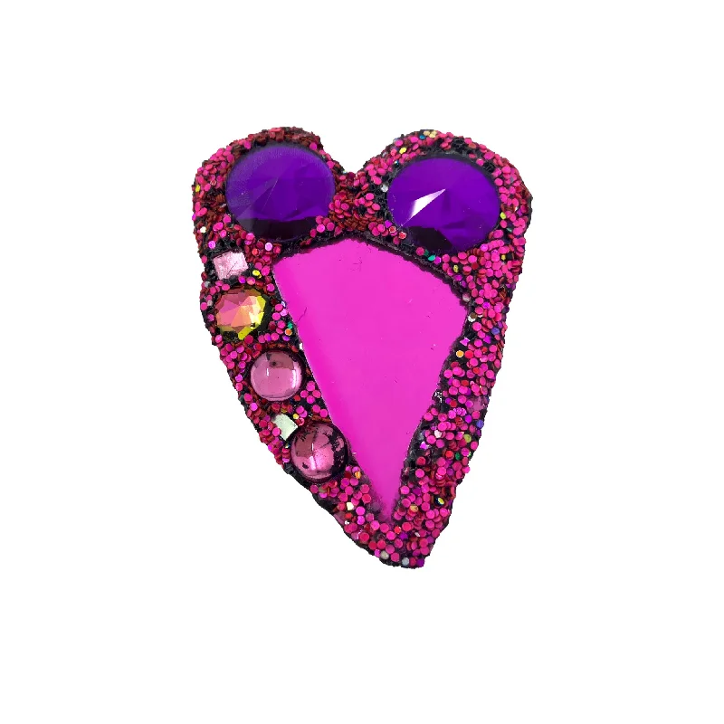 rhinestone brooches for women-PINK & PURPLE CRYSTAL HEART BROOCH, 2023