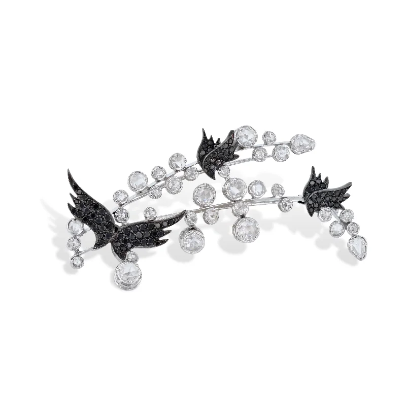 modern brooches for women-Gilan Black & White Diamond Estate Brooch