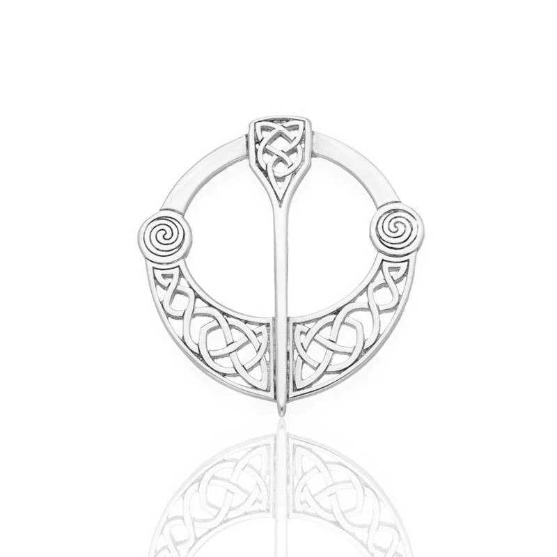 nature-themed brooches for women-Celtic Penannular Brooch In Silver