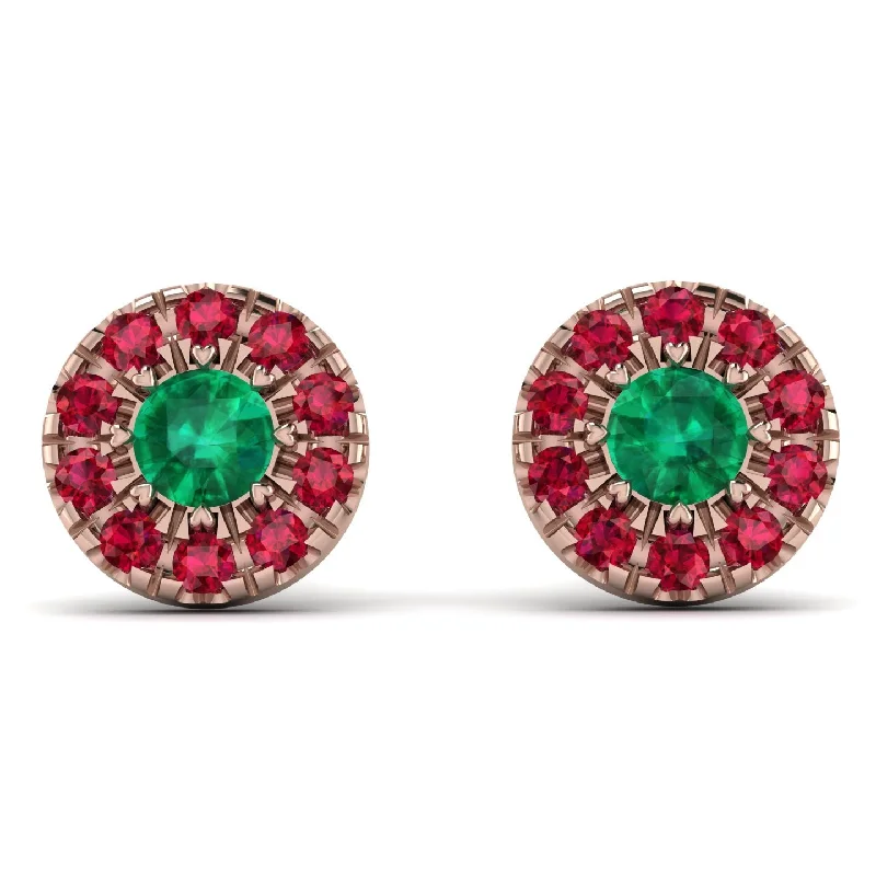 colorful earrings for women-Halo Emerald Earrings - Heaven No. 50