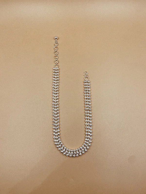 simple necklaces for women-Amira Triple Ball Chain Choker in Silver Tone