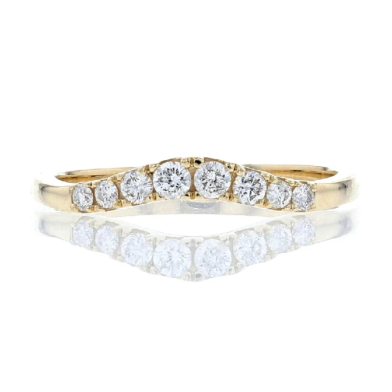 engagement rings with diamonds for women-Yellow Gold Diamond Contour Band