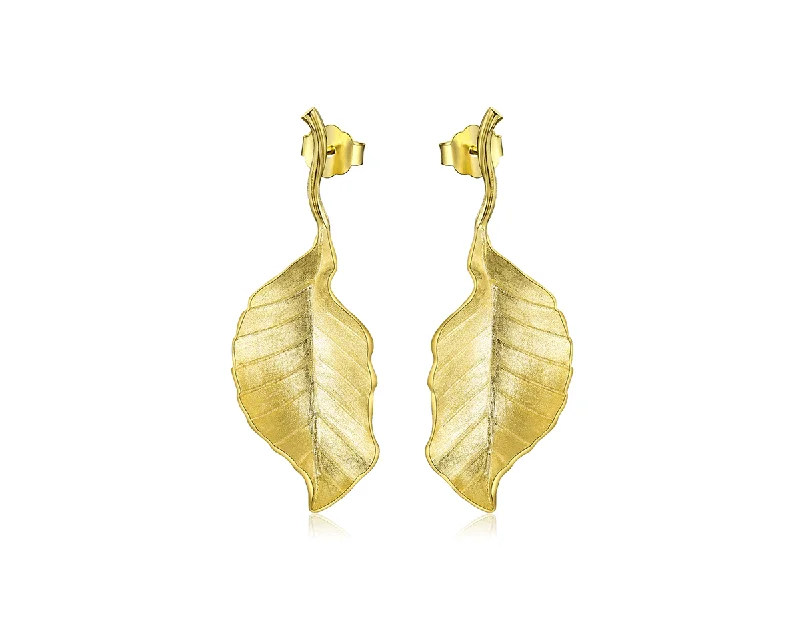 abstract earrings for women-Elegant Autumn Leaf Stud Earring