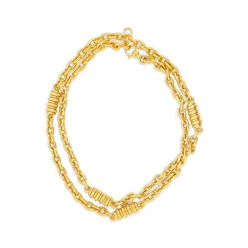 vintage pendant necklaces for women-Gold Link Chain with Barrel Accents