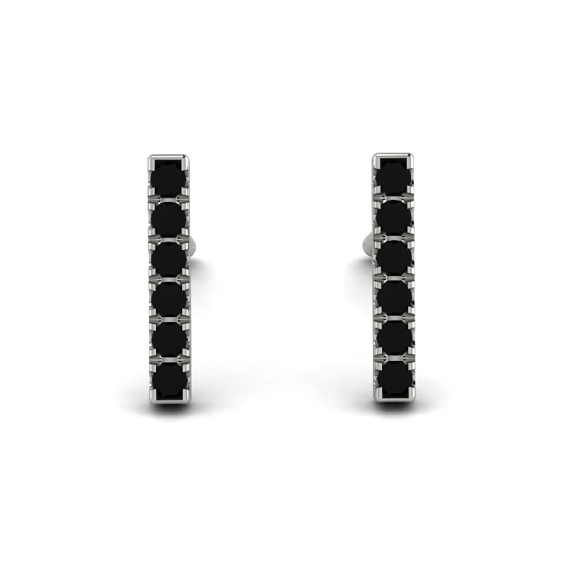 geometric stud earrings for women-Geometrical Gold Bar Black Diamond Earrings - Bonnie No. 9