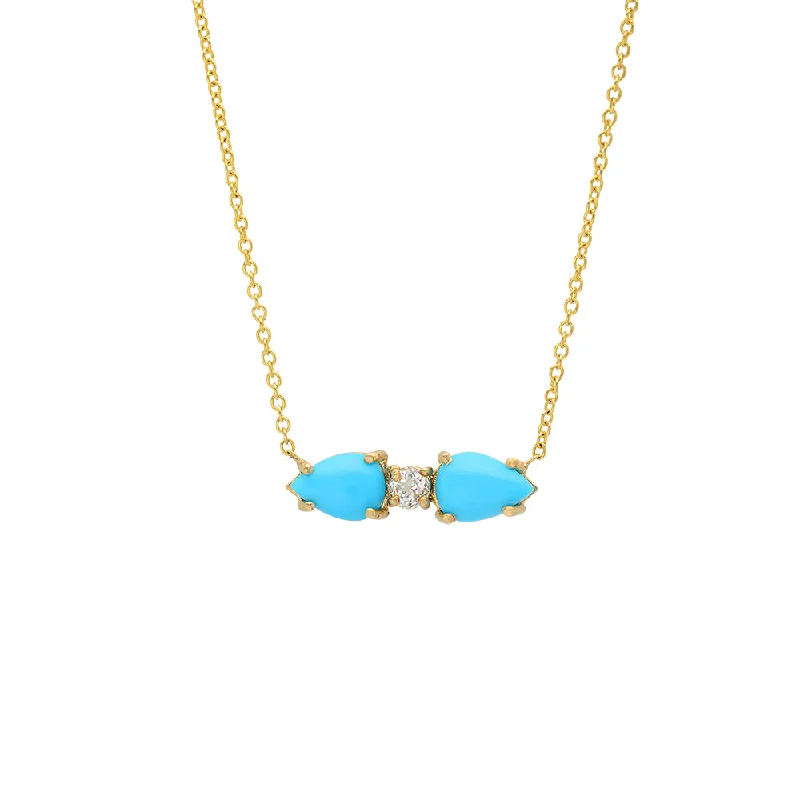 zodiac necklaces for women-Turquoise and White topaz bar