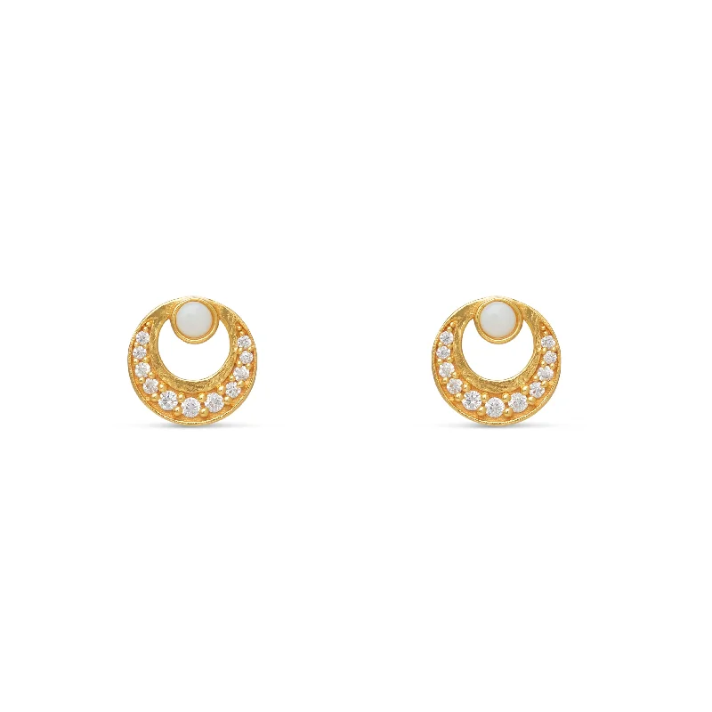 colorful hoop earrings for women-Luna Opal Stud Earring  - Vermeil