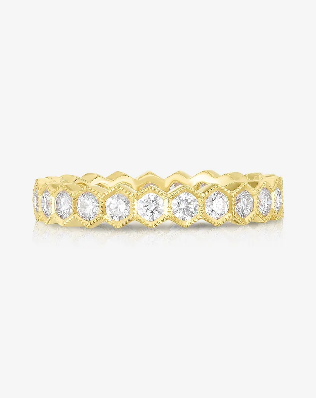 unique platinum engagement rings for women-Hexagon Eternity Band