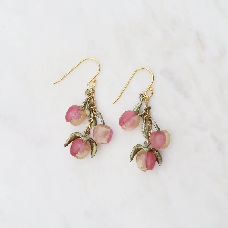 statement stud earrings for women-Peach Tree 3 Drop Wire Earrings