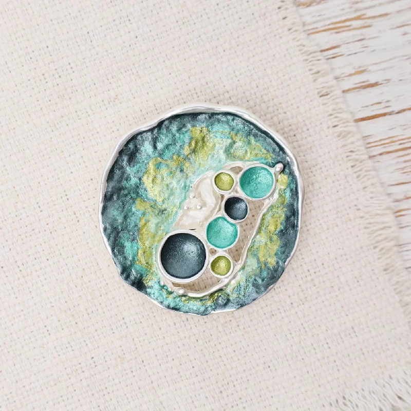 fashionable pin brooches for women-Green Texture Magnetic Brooch