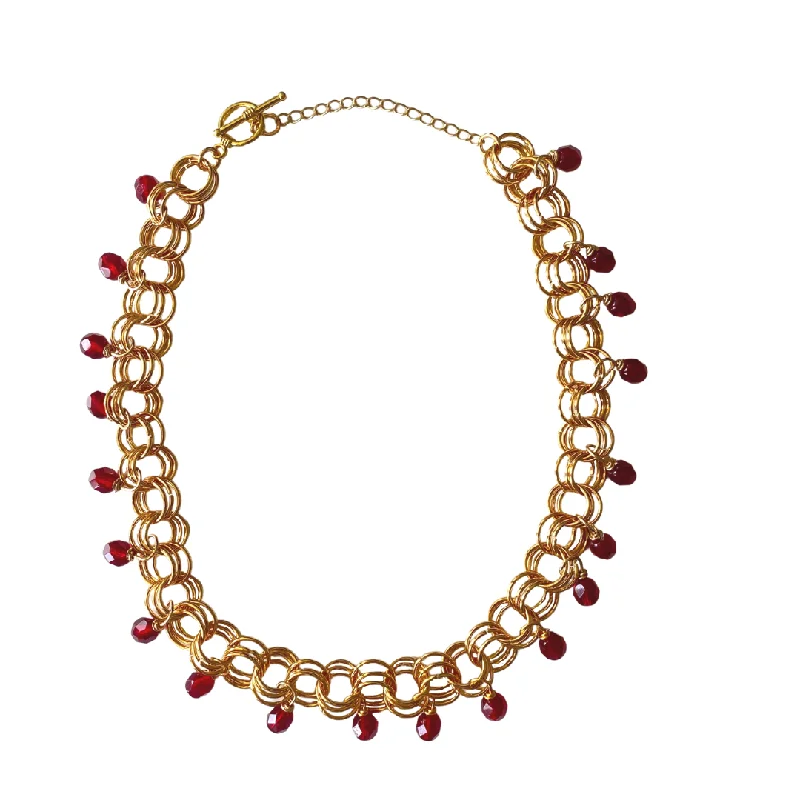 large gold pendant necklaces for women-The Christina Choker in Garnet Red