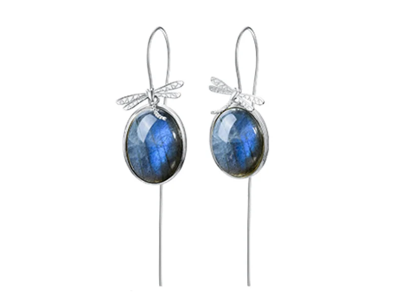 modern earrings for women-Dragonfly Labradorite Earring