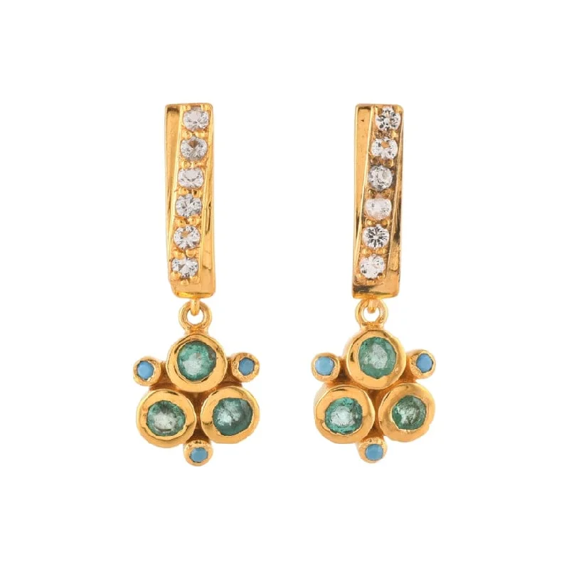 moon earrings for women-Emerald Topaz Turquoise Gold Vermeil Earrings