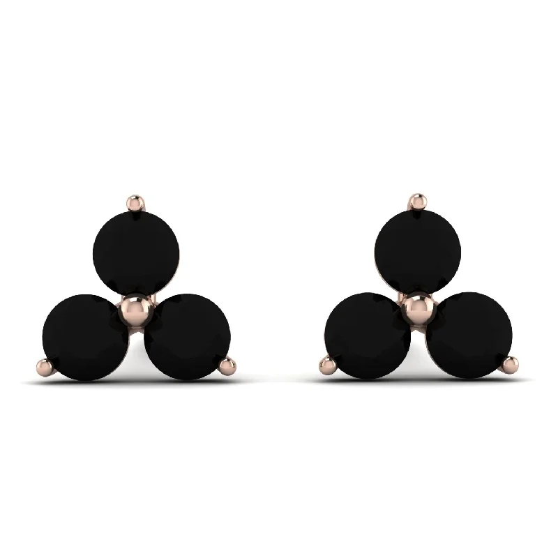 bridal earrings for women-Minimalist Black Diamond Stud Earrings - Jillian No. 8