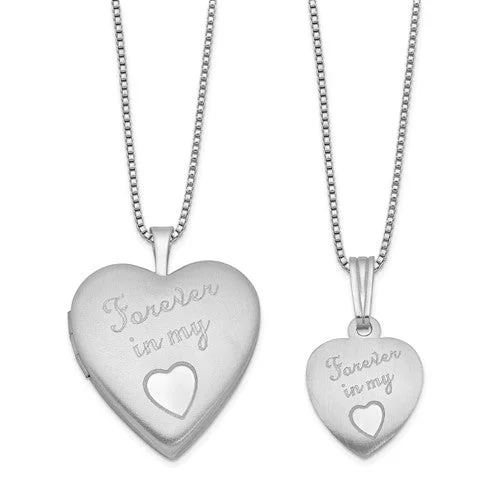 friendship necklaces for women-Sterling Silver 'Forever In My Heart' Mother & Daughter Locket Set