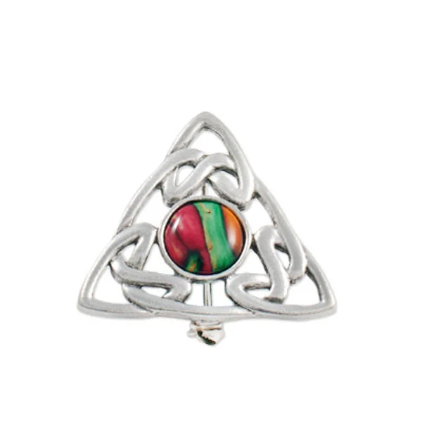 black brooches for women-Heathergems Triskele Triangle Brooch In Pewter