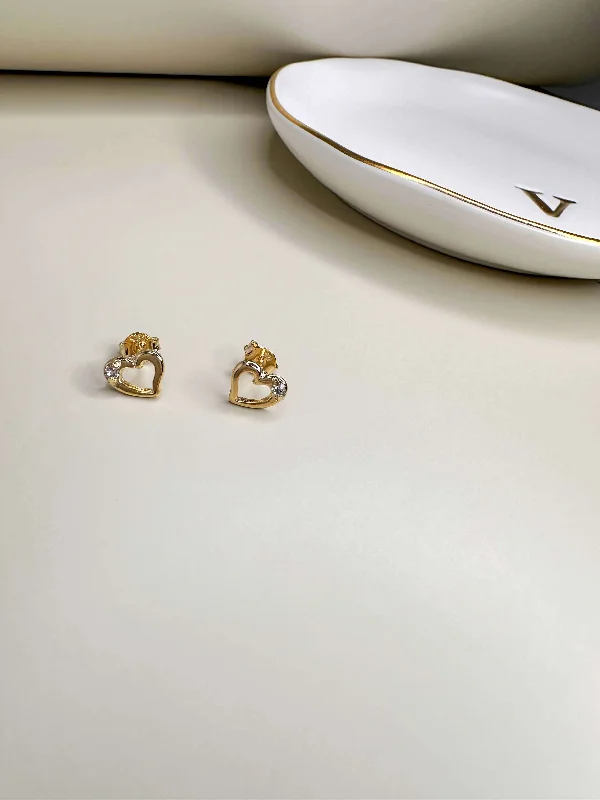 diamond stud earrings for women-Velani Romance Heart Shaped Studs