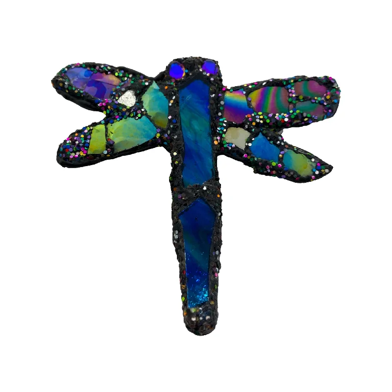 silver flower brooches for women-SUMMER POLLINATOR - DARK TURQUOISE DRAGONFLY BROOCH, 2023