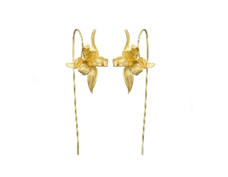 trendy earrings for women-Iris Flower Dangle Earring