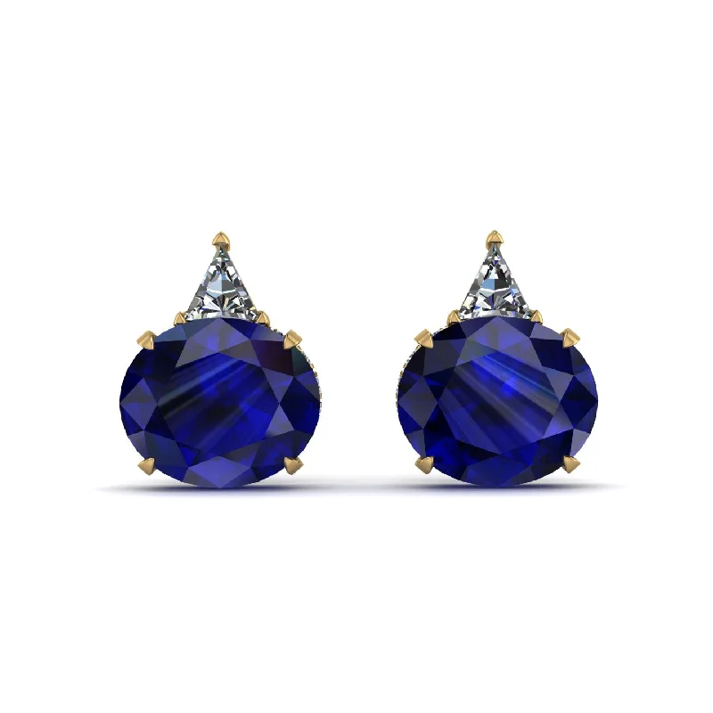 party earrings for women-Hidden Halo Sapphire Earrings - Rosalie No. 13