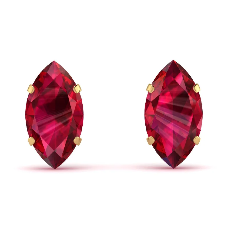 rose gold earrings for women-Hidden Halo Marquise Ruby Earrings - Journey No. 10