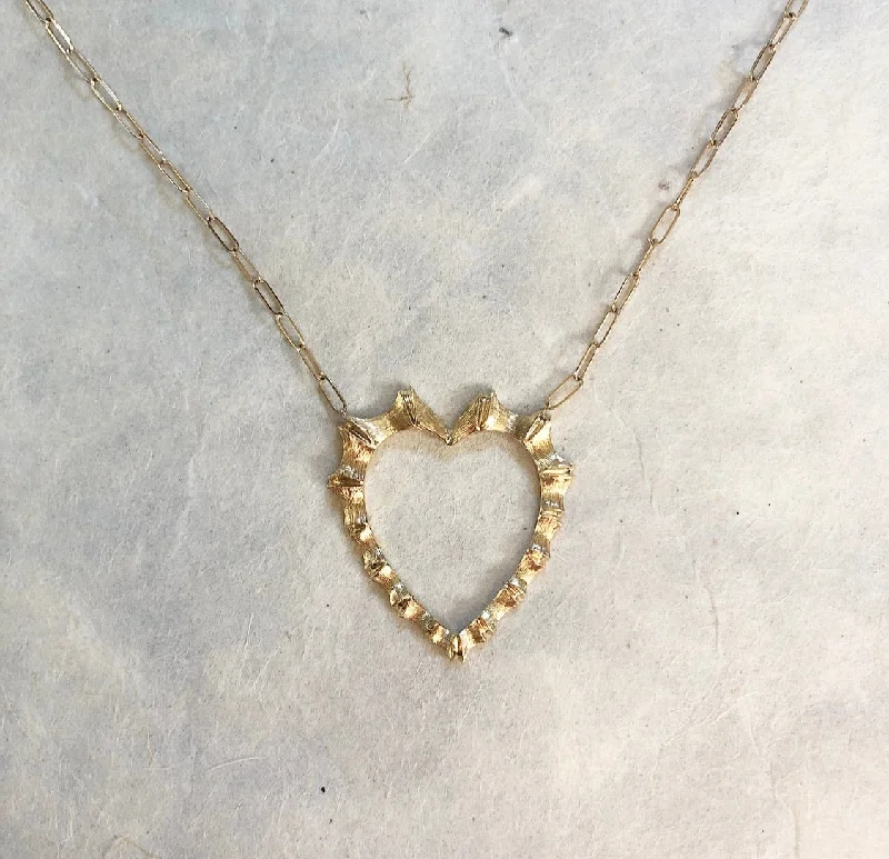 birthstone pendant necklaces for women-14k Bamboo heart