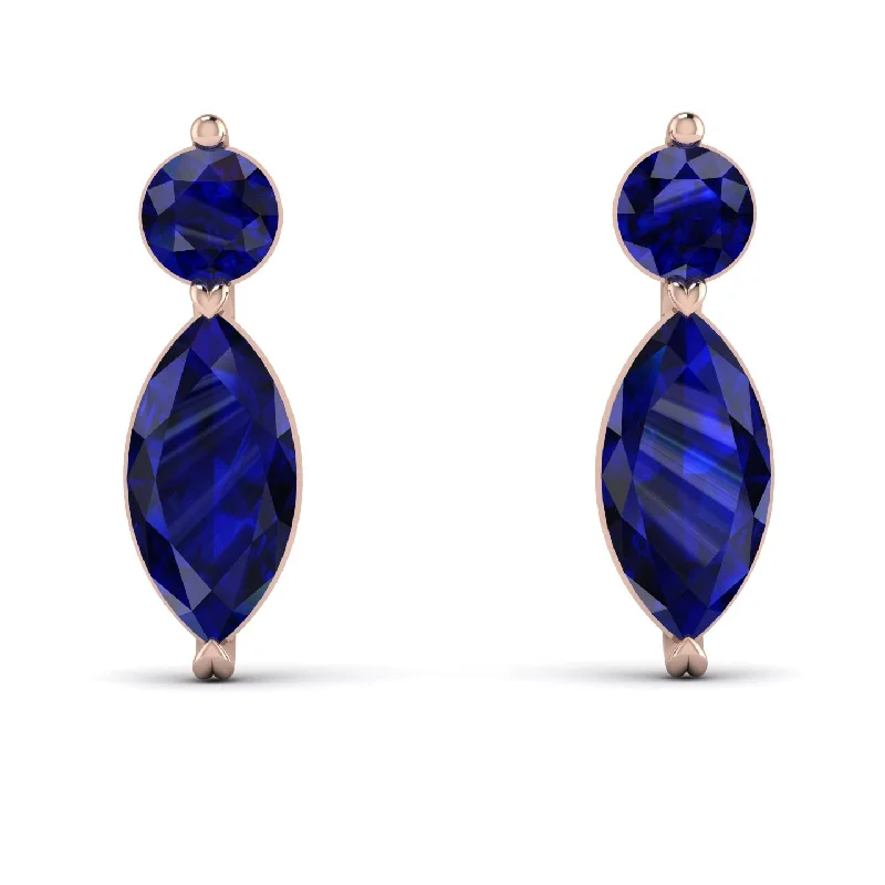 ethnic earrings for women-Hanging Marquise Sapphire Earrings - Lacey No. 14