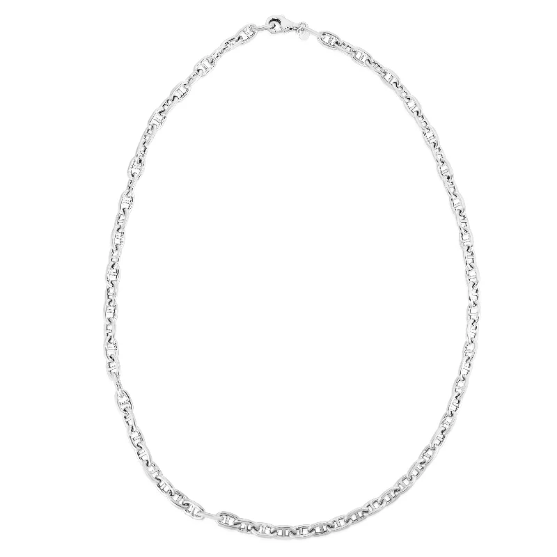 colorful necklaces for women-Silver 5.9mm Puffed Mariner Chain