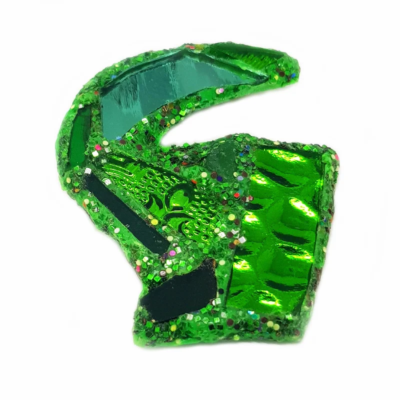 black brooches for women-LETTER G - GREEN BROOCH