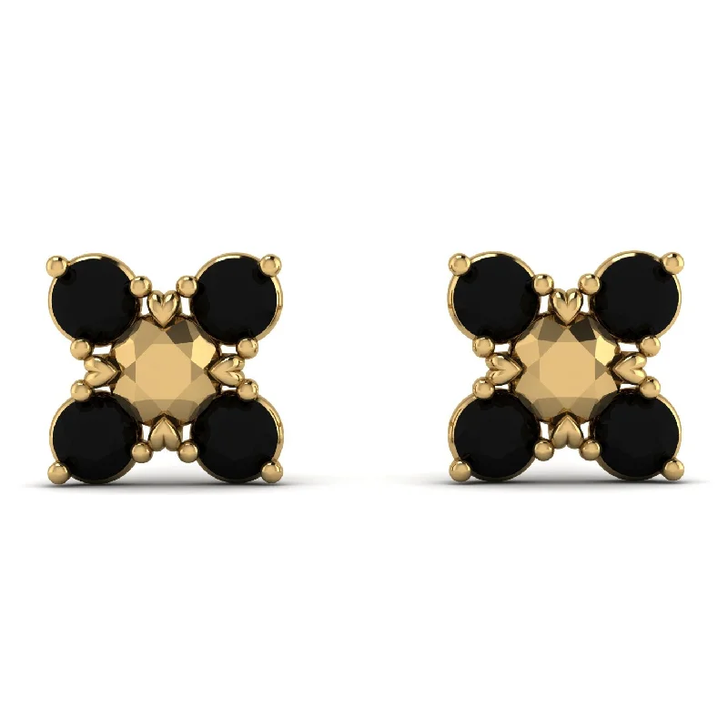 classic earrings for women-Geometricblack Diamond Earrings Golden Diamond - Jayda No. 7