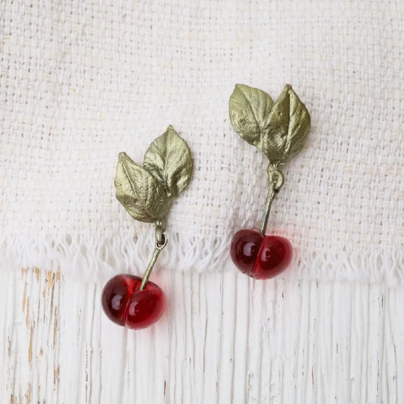 luxury gold earrings for women-Morello Cherry Earrings